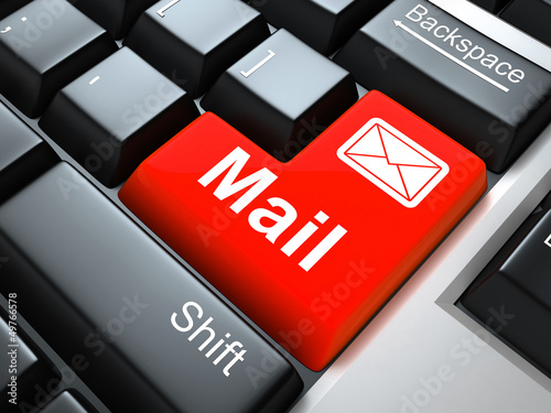 Illustration: Keyboard with "mail" button 3d Keyboard with "mail" button 3d