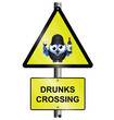Comical road drunks crossing