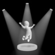 White Spotlights On Jumping Character Showing Fame And Performan