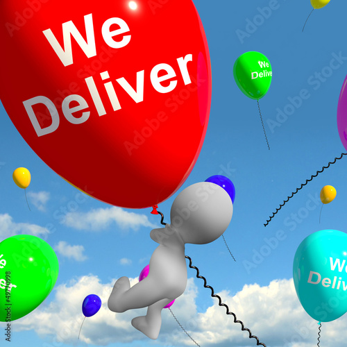 Illustration: We Deliver Balloons Showing Delivery Shipping Service Or Logisti We Deliver Balloons Showing Delivery Shipping Service Or Logisti