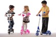 Kids playing with their colorfull scooter