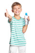 Boy with bottle of water