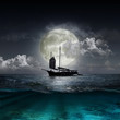 moon reflecting in a lake