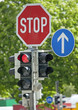 Foto: Rote Ampel und Stoppschild Rote Ampel und Stoppschild
