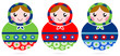 Colorful wooden traditional Russian dolls isolated on white