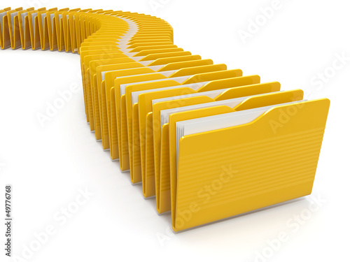 Illustration: Row of computer yellow folders Row of computer yellow folders