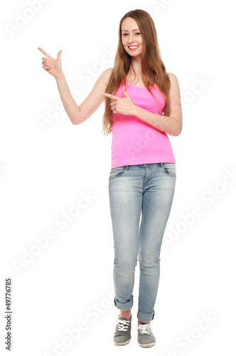 Photo: Female teenager pointing Female teenager pointing