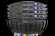 Server Blades and storage in a rack with network hub fisheye