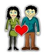 Verliebtes Paar mit Herz - Comic