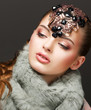 Fantasy. Russian Woman fashion Model with Brilliant Crown