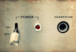 Old amplifier in grunge style close up