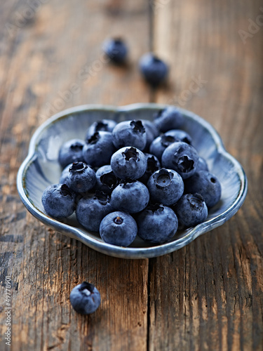 Photo: Blueberries on a small ceramic plate Blueberries on a small ceramic plate