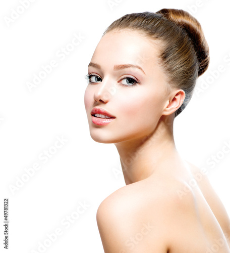 Photo: Beauty Teenage Girl Portrait isolated on a White Background Beauty Teenage Girl Portrait isolated on a White Background