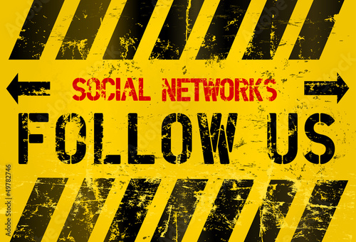 Vector: grungy "Follow Us" social network sign, industrial style, vector grungy "Follow Us" social network sign, industrial style, vector