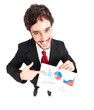 Smiling young businessman showing a business plan