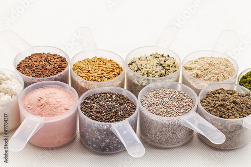 Photo: scoops of seeds and powders scoops of seeds and powders