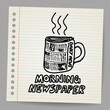 Doodle style newspaper coffee cup illustration