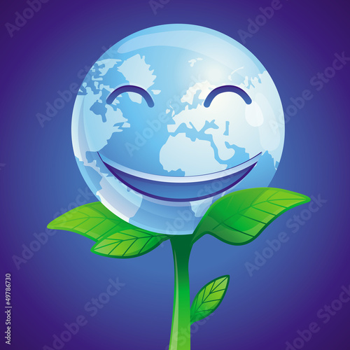 Vector: Vector ecology concept - vector smiling planet Vector ecology concept - vector smiling planet