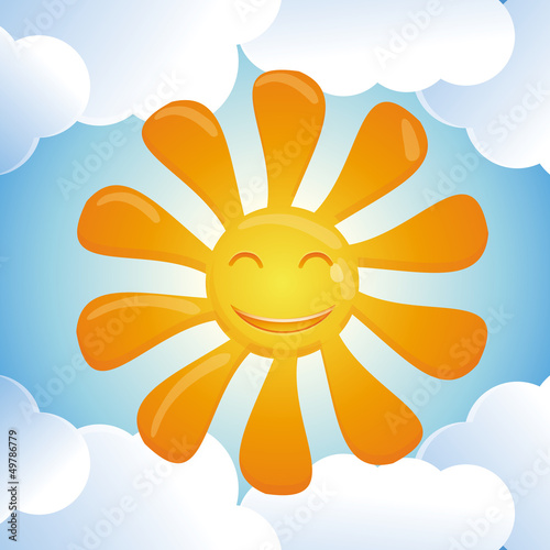 Vector: Vector cartoon smiling sun Vector cartoon smiling sun