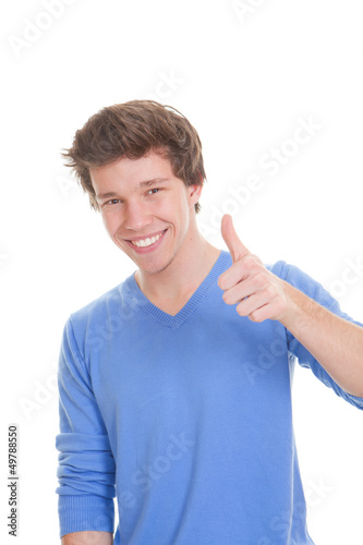 Photo: smiling young mad thumbs up smiling young mad thumbs up