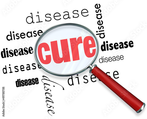 Illustration: Searching for a Cure - Magnifying Glass Searching for a Cure - Magnifying Glass
