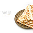 Matzo for passover seder celebration on white background