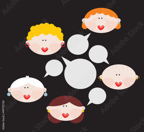 Vector: Female conversations. Vector illustration. Female conversations. Vector illustration.