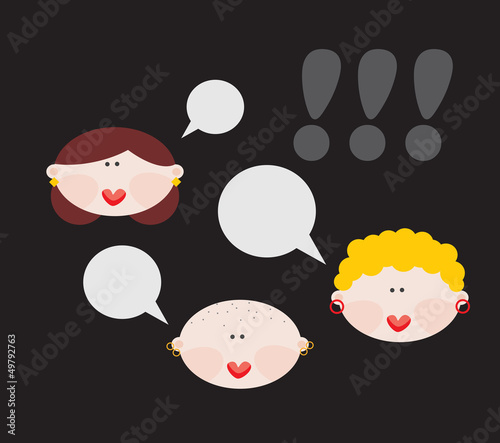 Vector: Female conversations. Vector illustration. Female conversations. Vector illustration.