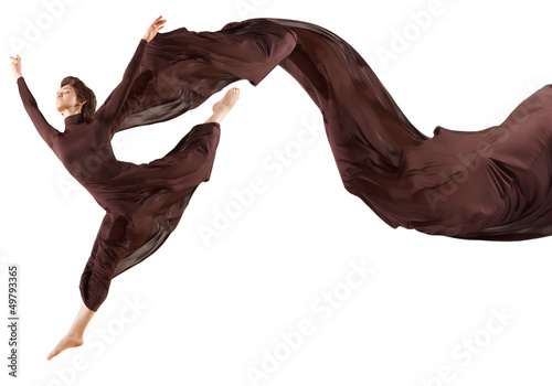 Photo: Girl in color dress dancing.Collage Girl in color dress dancing.Collage