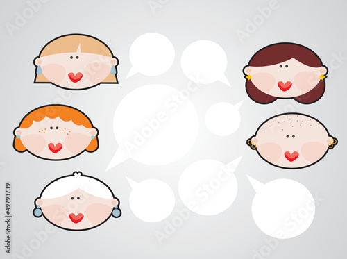 Vector: Female conversations. Vector illustration. Female conversations. Vector illustration.