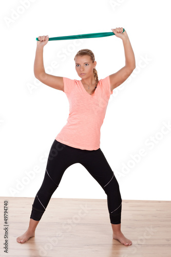 Photo: Woman working out with a strap Woman working out with a strap