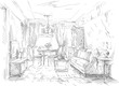 Hand drawing details of the interior