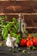 Basil, garlic and tomatoes