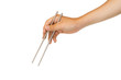 isolated hand holding chopstick
