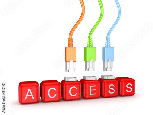 Illustration: Colorful patchcords and word Access. Colorful patchcords and word Access.