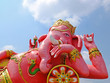 big pink Ganesha in relax pose, thailand