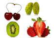 fresh fruits over a white background