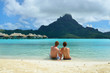 Romantic honeymoon couple on Bora Bora