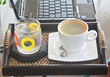 cup of coffee with a glass of water