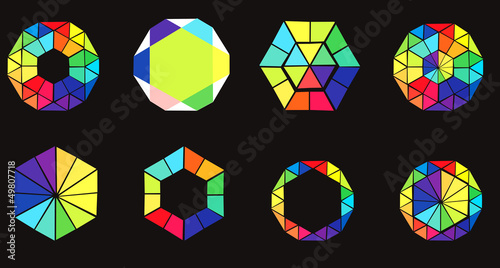 Vector: Set of hexagons - colorful design elements Set of hexagons - colorful design elements