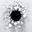 Destruction of a white wall