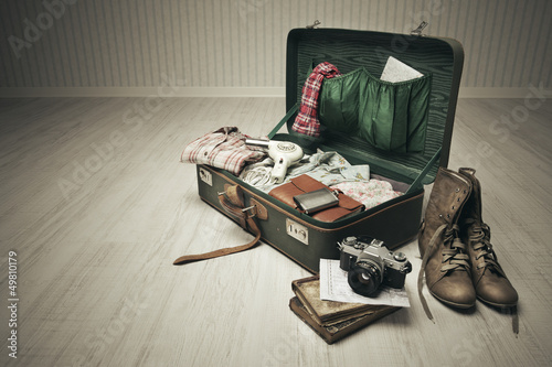 Photo: Packed Vintage Suitcase Packed Vintage Suitcase