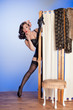 Teasing pinup model peeking out