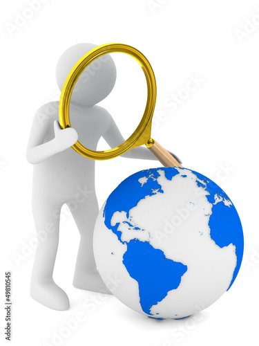 Illustration: Global search. Isolated 3D image on white Global search. Isolated 3D image on white