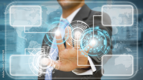 Photo: Businessman technology at work concept Businessman technology at work concept