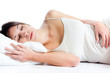 Woman sleeping on white background