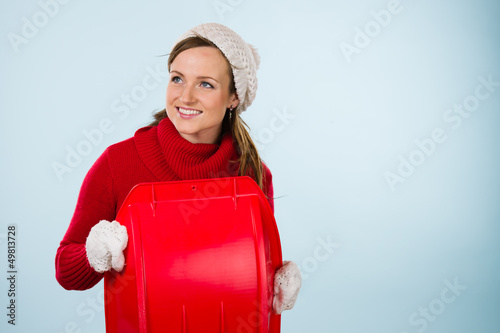 Photo: Woman and sled Woman and sled