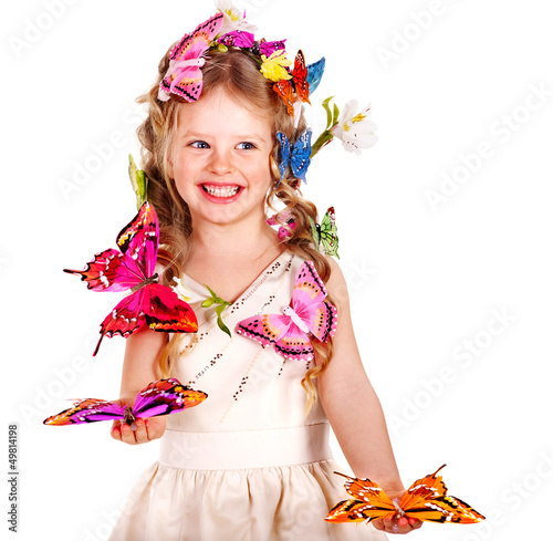 Photo: Little girl with flower hairstyle. Little girl with flower hairstyle.