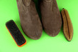 Brushes for suede shoes, on color background