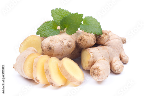 Photo: Fresh ginger on white ground Fresh ginger on white ground